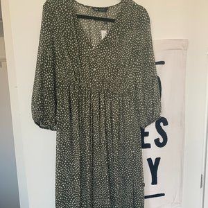 Zara Green and White Peasant Dress
